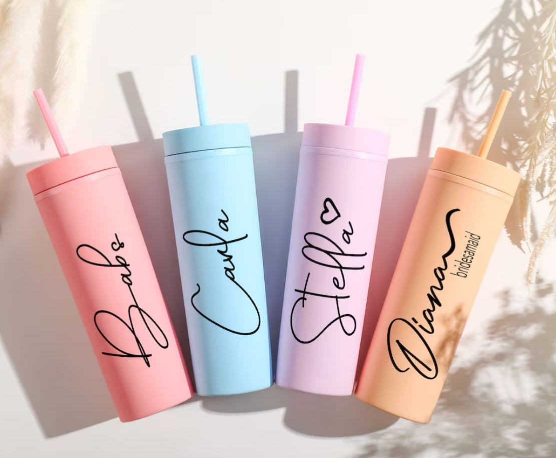 Xpopart Personalized Skinny Tumblers with Lid and Straw for party