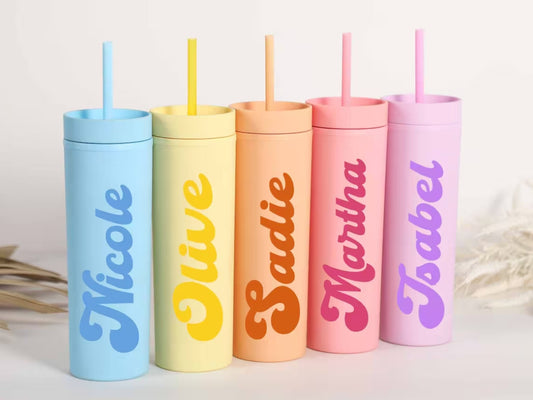 Xpopart Personalized Skinny Tumblers with Lid and Straw for party