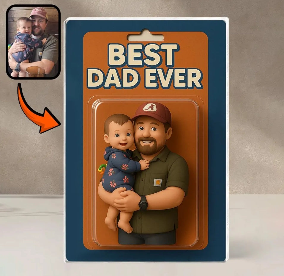 XpopArtCraft Custom Photo Dad And Kids Action Figure Acrylic Block