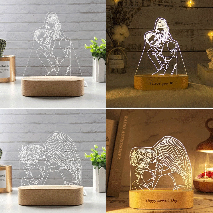 Xpopart Creative 3D Night Light, Custom Line Acrylic Table Lamp according to your photo