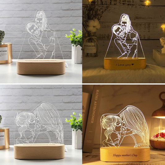 Xpopart Creative 3D Night Light, Custom Line Acrylic Table Lamp according to your photo