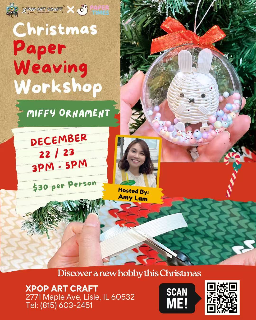 Christmas Paper Weaving Workshop MIFFY ORNAMENT DECEMBER 22 / 23 3PM-5PM 530 per person