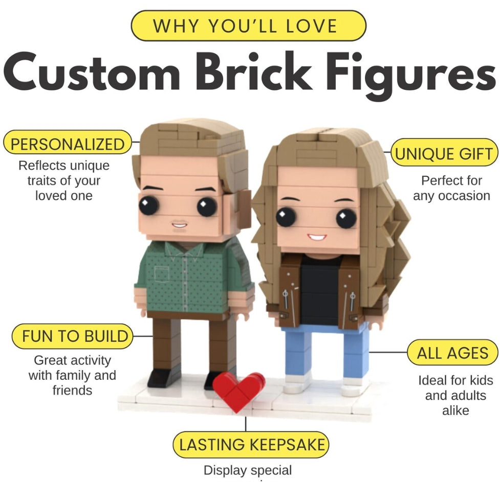 Xpopart Personalized Mini Lego,Personalized brick minifigures, Custom photo puzzle,Customized Couple Lego Minifigures,Customize Lego Figures