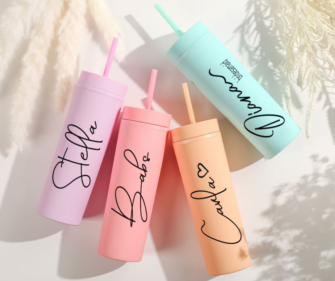 Xpopart Personalized Skinny Tumblers with Lid and Straw for party