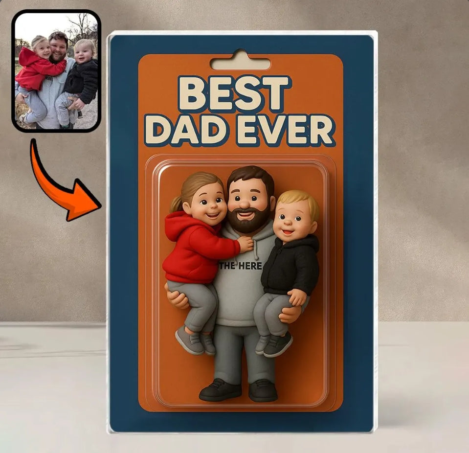 XpopArtCraft Custom Photo Dad And Kids Action Figure Acrylic Block