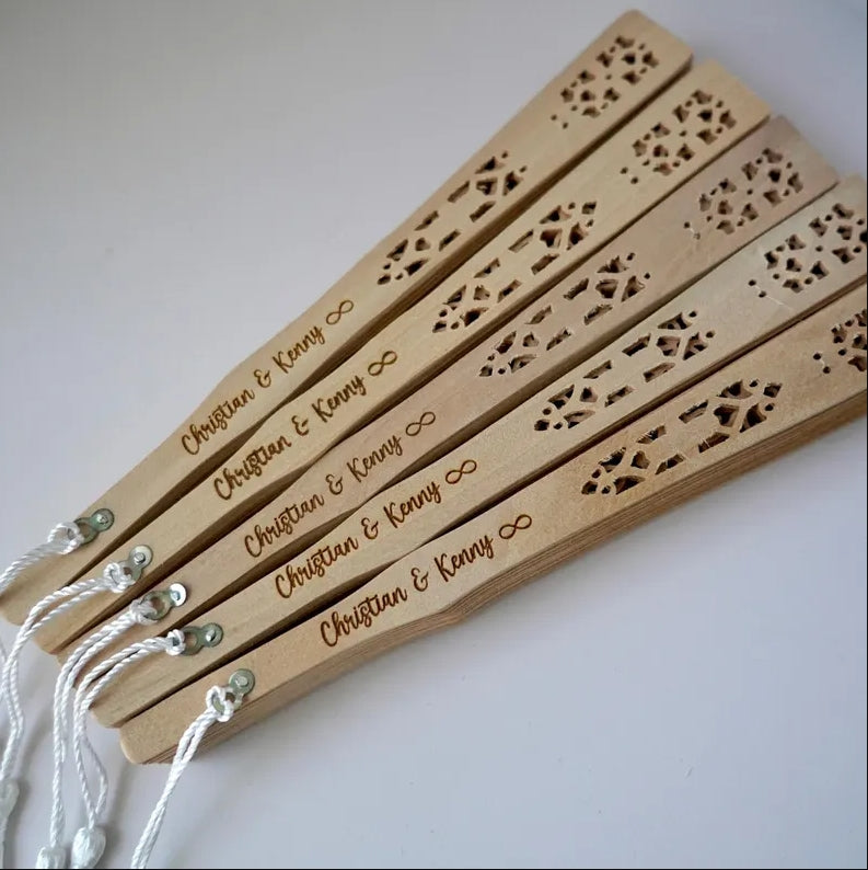 XpopArtCraft Personalized Engraved Wooden Wedding Hand Fan