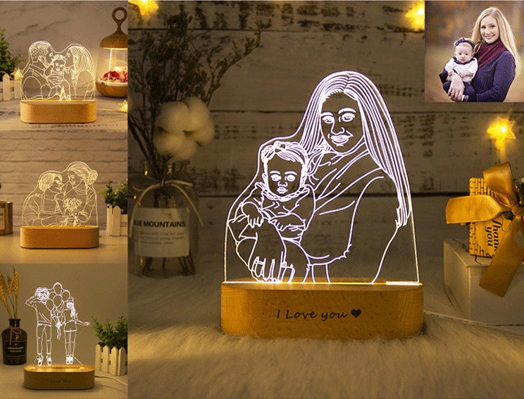 Xpopart Creative 3D Night Light, Custom Line Acrylic Table Lamp according to your photo