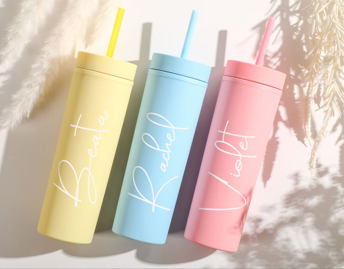 Xpopart Personalized Skinny Tumblers with Lid and Straw for party