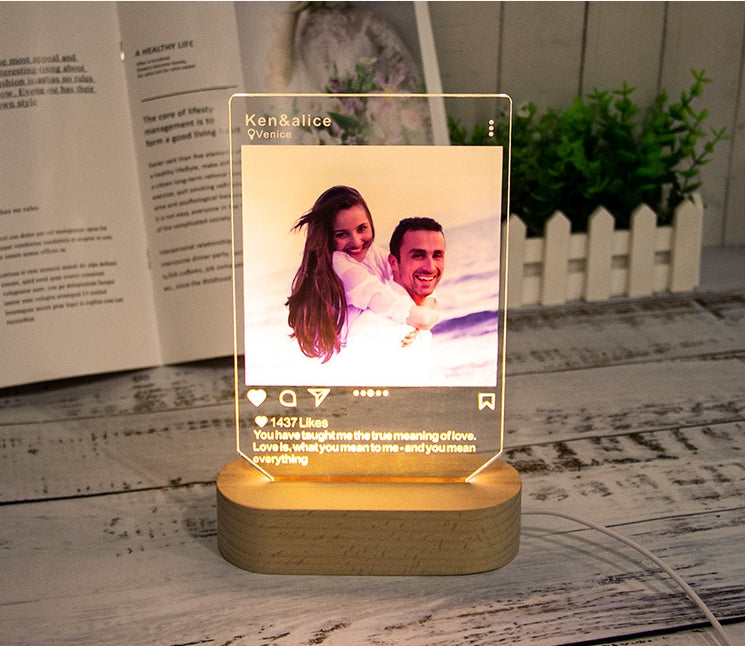Xpopart Personalized INS frame Photo Night Light, custom Photo Collage LED Night Ligh