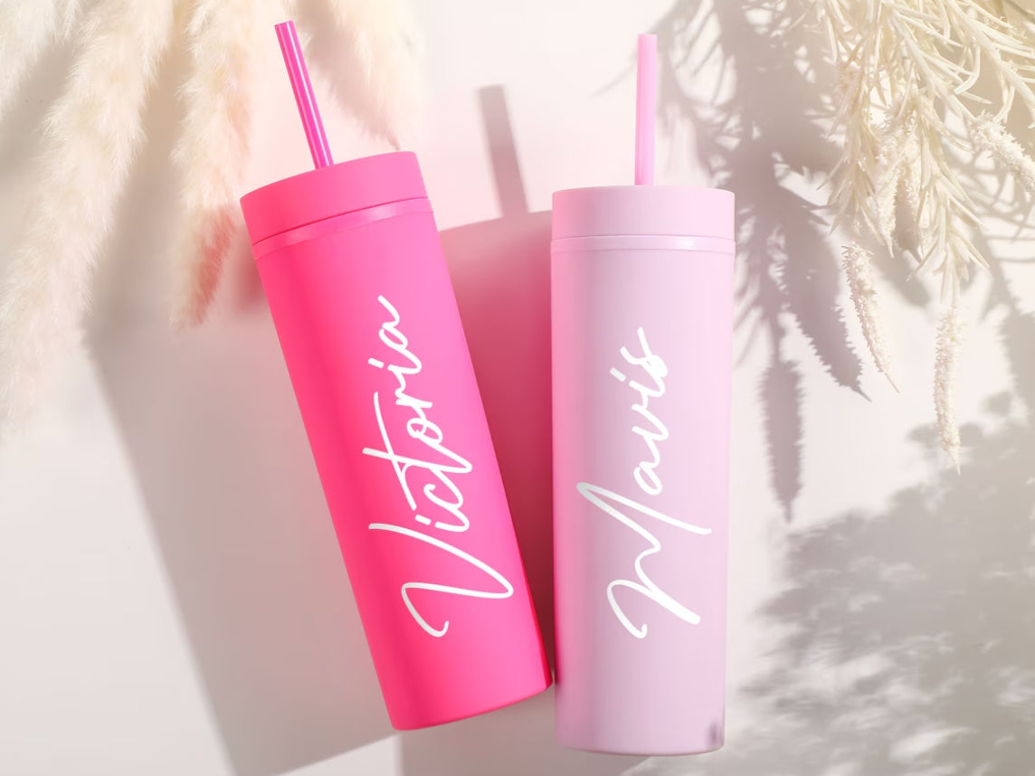 Xpopart Personalized Skinny Tumblers with Lid and Straw for party