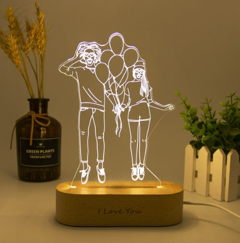 Xpopart Creative 3D Night Light, Custom Line Acrylic Table Lamp according to your photo