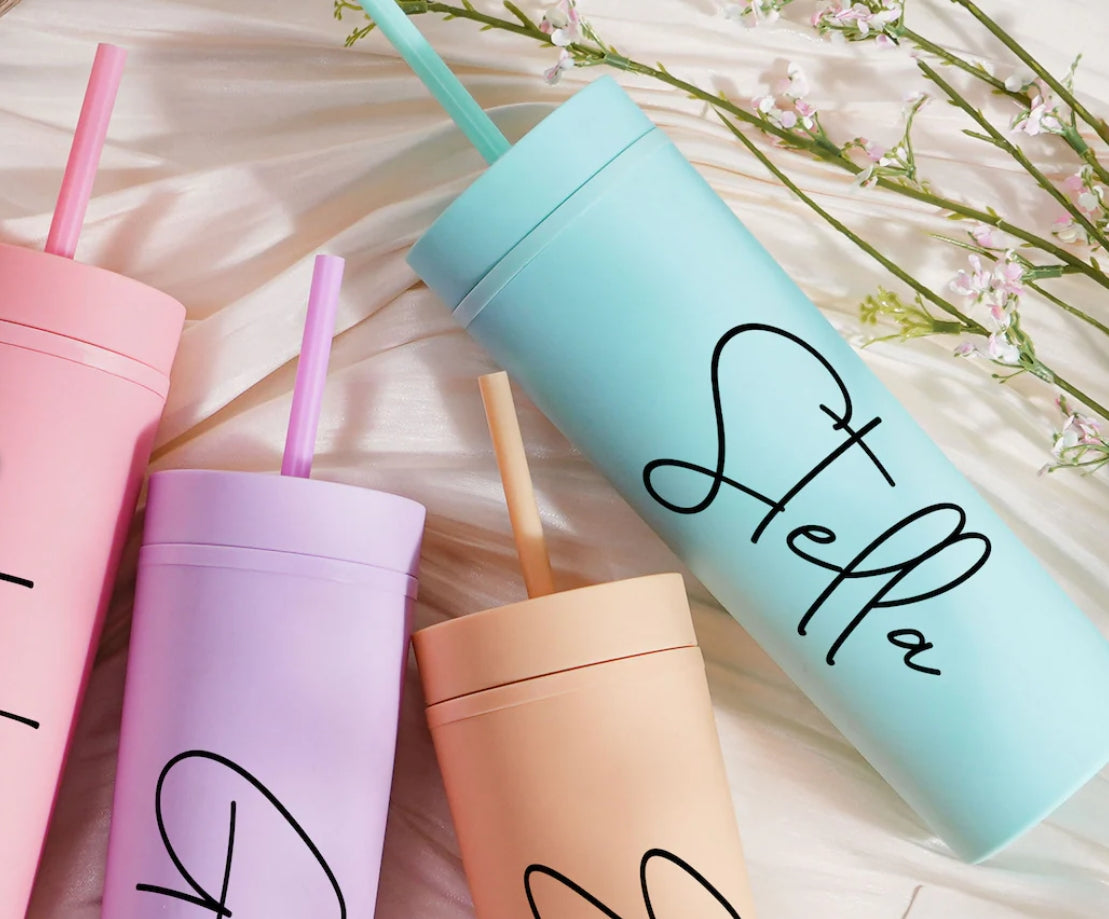 Xpopart Personalized Skinny Tumblers with Lid and Straw for party