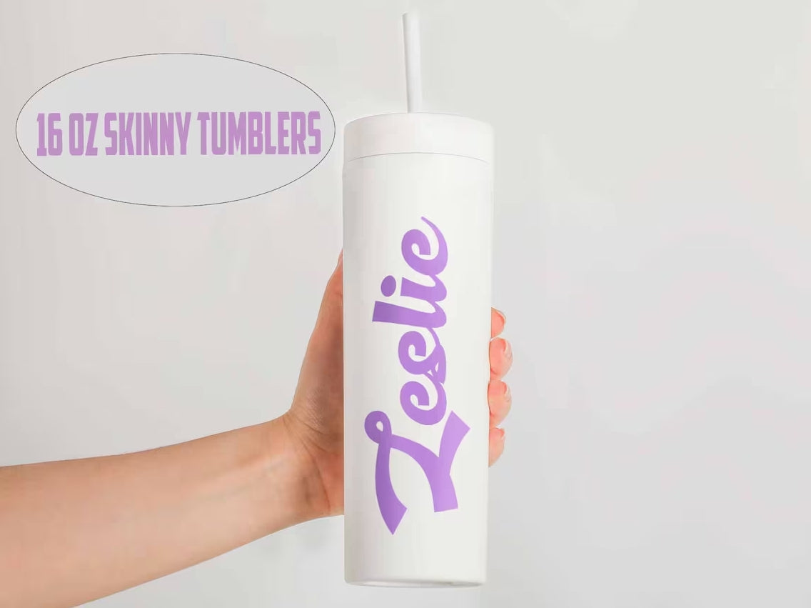 Xpopart Personalized Skinny Tumblers with Lid and Straw for party