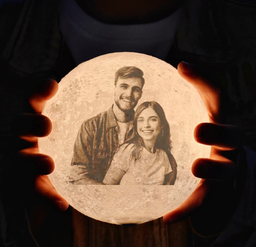 Xpopart Personalized 3d Photo printed Lunar night Moon Lamp, Custom Photo Lunar Moon Lamp Night Light, Bedside lamp