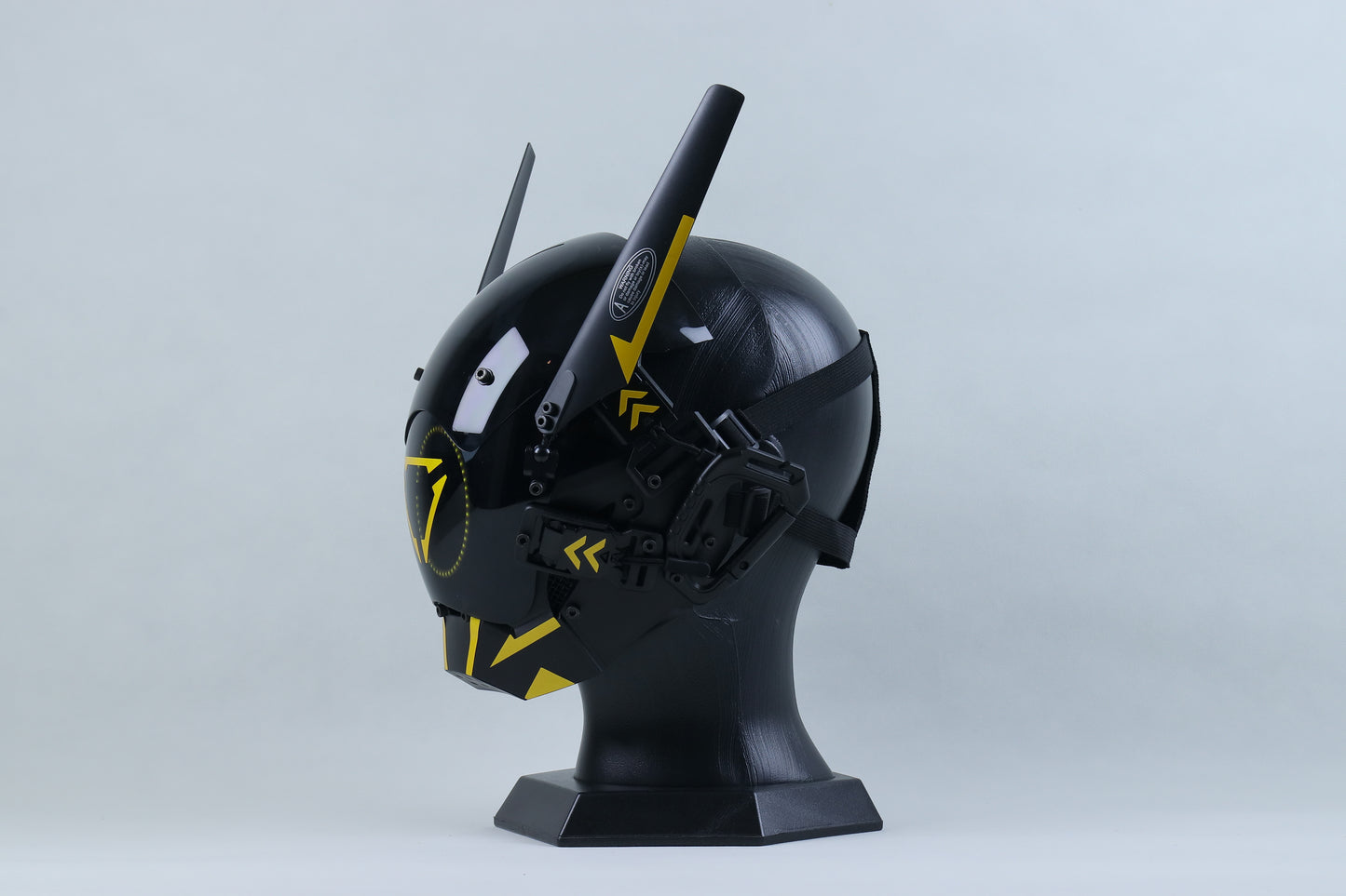 XpopArtCraft Custom Yellow Glowing Cyberpunk Samurai Mask with Wing