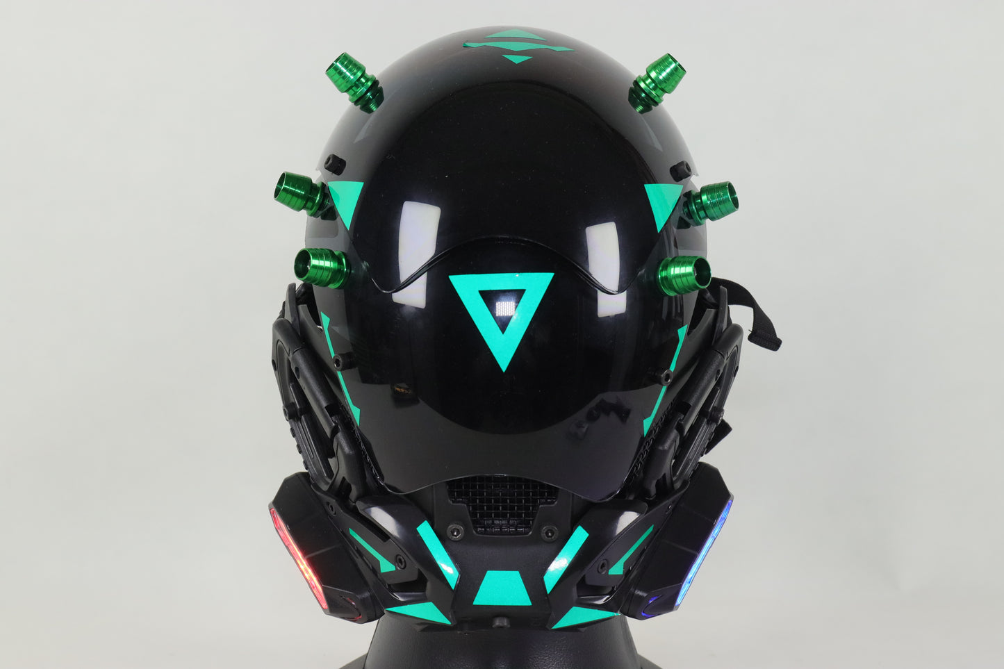 XpopArt Green Rivet Cyberpunk Helmet with light