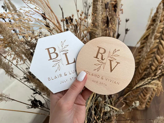 Custom Wedding engraved coaster set
