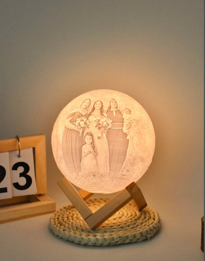 Xpopart Personalized 3d Photo printed Lunar night Moon Lamp, Custom Photo Lunar Moon Lamp Night Light, Bedside lamp