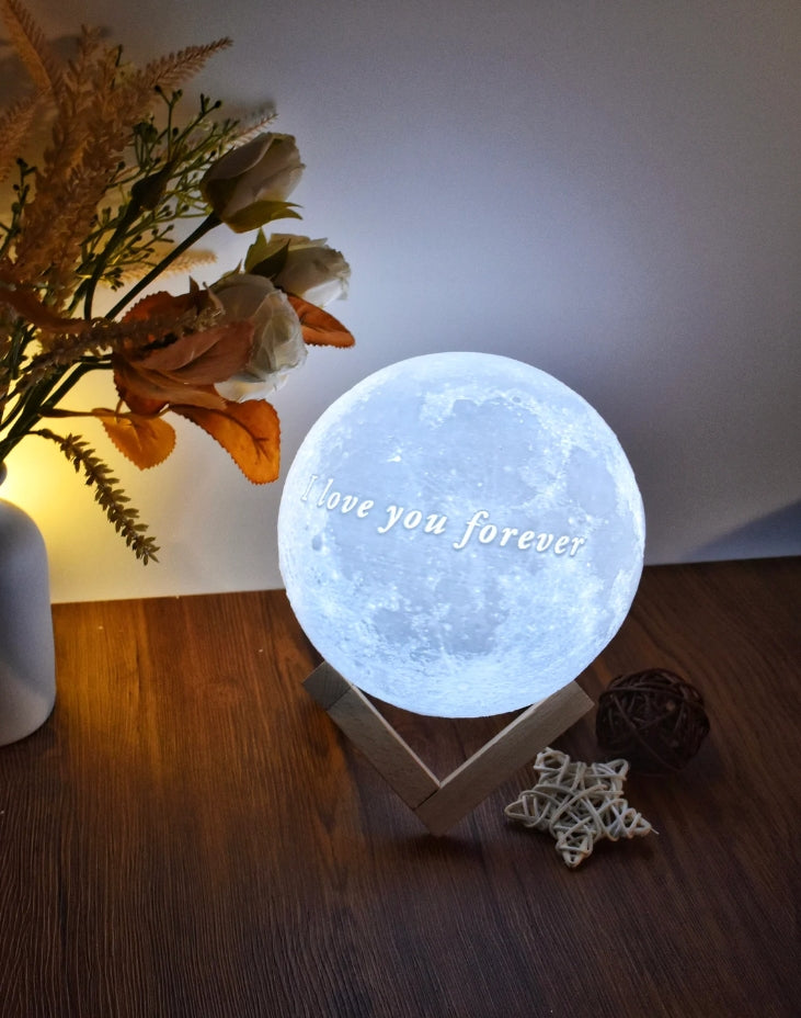 Xpopart Personalized 3d Photo printed Lunar night Moon Lamp, Custom Photo Lunar Moon Lamp Night Light, Bedside lamp