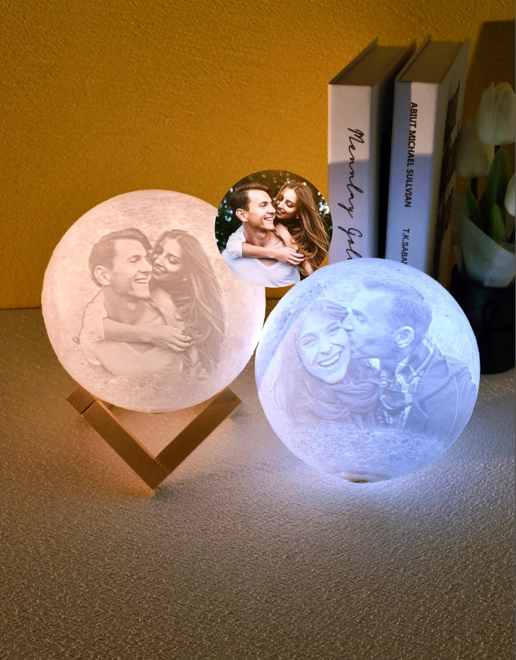 Xpopart Personalized 3d Photo printed Lunar night Moon Lamp, Custom Photo Lunar Moon Lamp Night Light, Bedside lamp