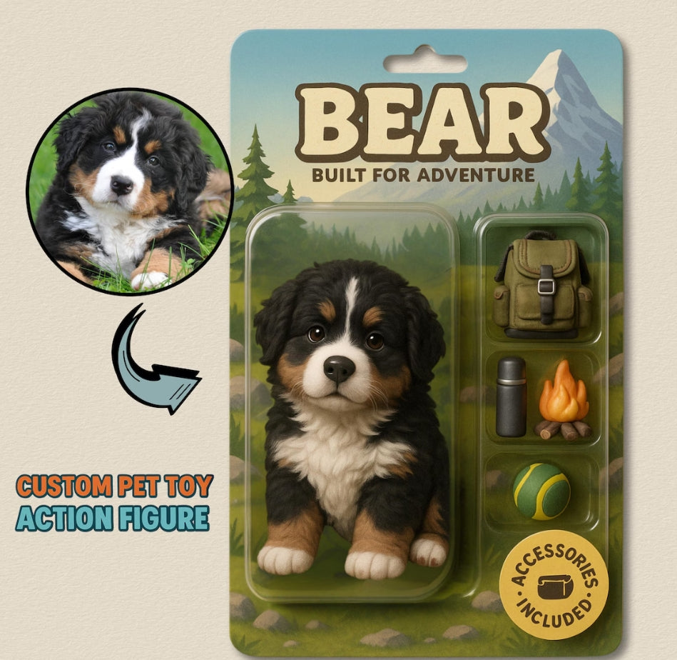 XpopArtCraft Custom Pet Action Figure, Personalized 3D printed real pet Figurine