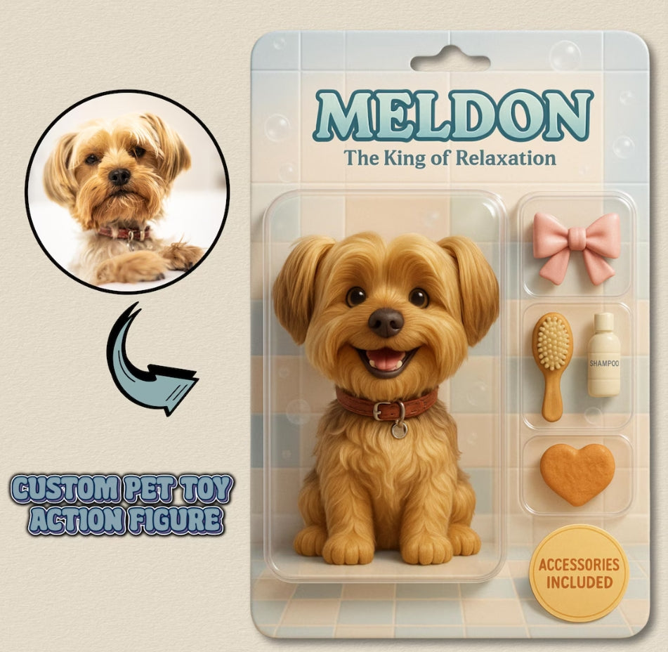 XpopArtCraft Custom Pet Action Figure, Personalized 3D printed real pet Figurine