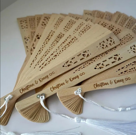 XpopArtCraft Personalized Engraved Wooden Wedding Hand Fan