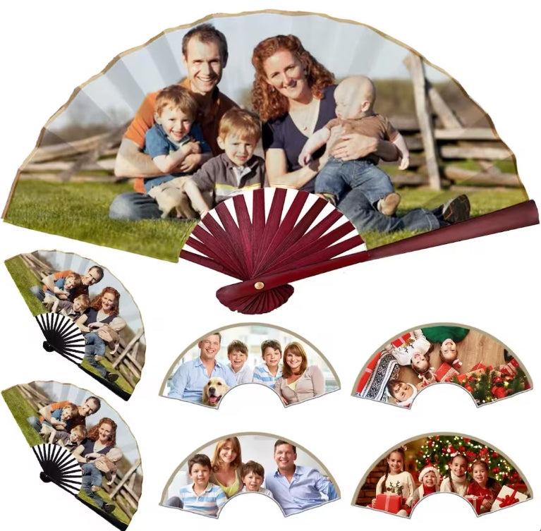 XpopArtCraft Custom double side Hand Fan-black fan rib
