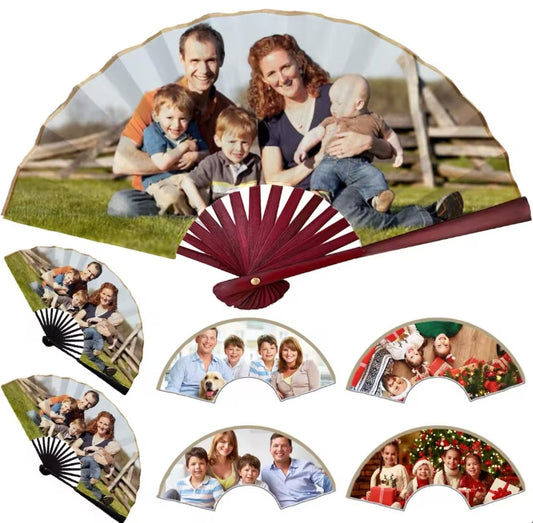 XpopArtCraft Custom double side Hand Fan-black fan rib