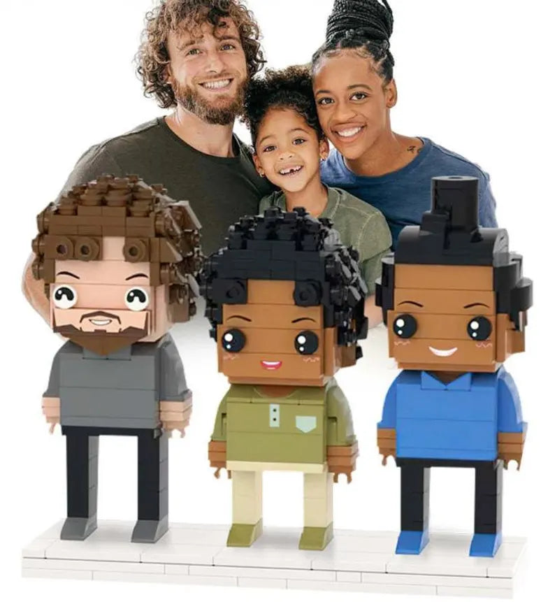 Xpopartcraft Custom Brick Figures Three People from Family Photo