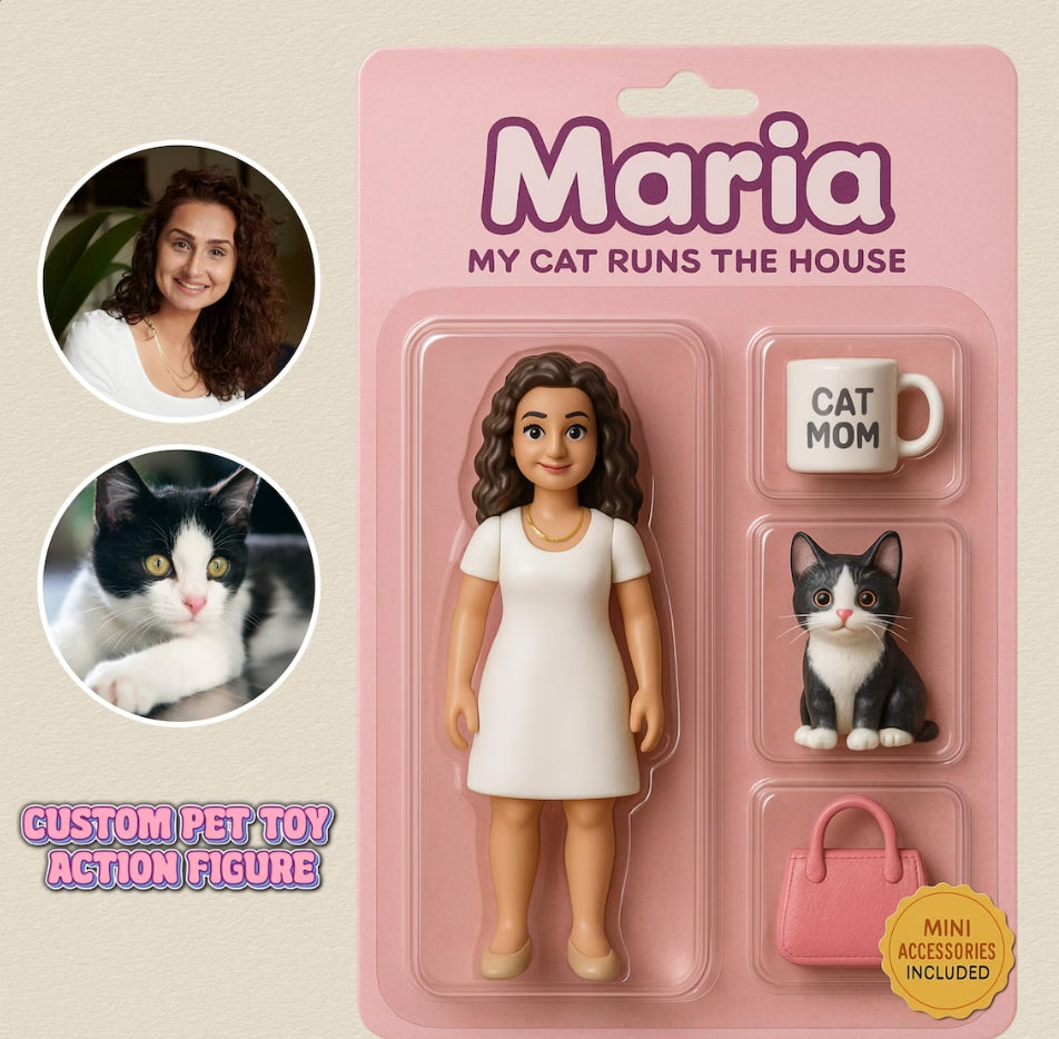 XpopArtCraft Custom Pet Action Figure, Personalized 3D printed real pet Figurine