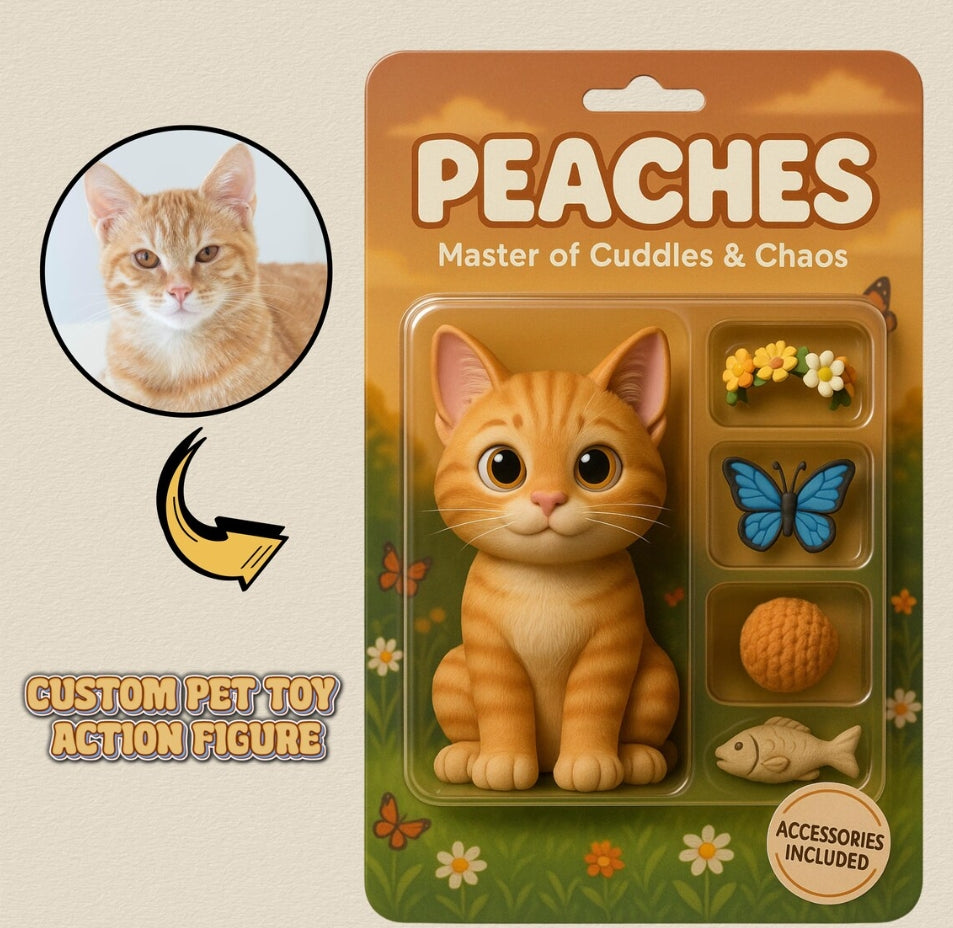 XpopArtCraft Custom Pet Action Figure, Personalized 3D printed real pet Figurine