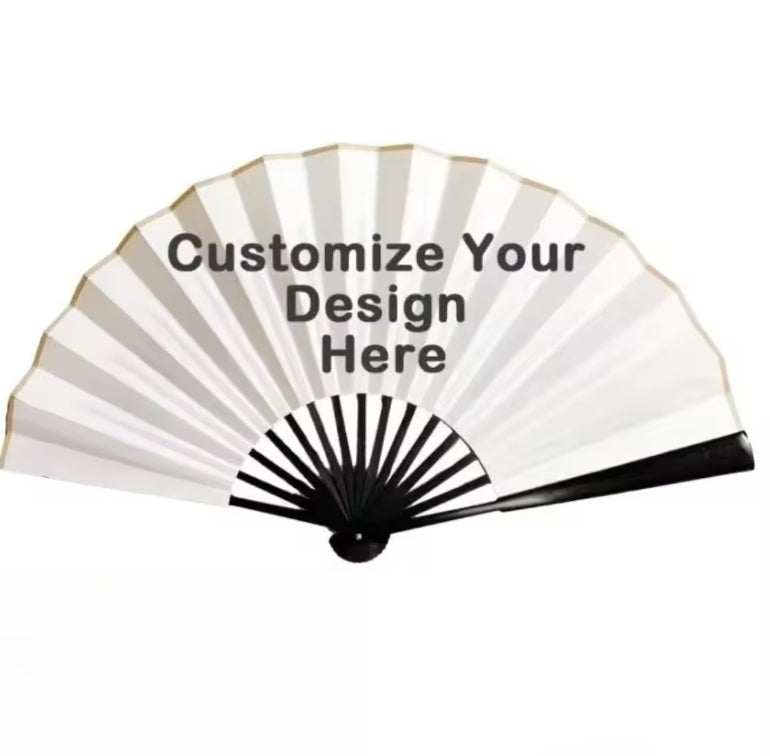 XpopArtCraft Custom double side Hand Fan-black fan rib