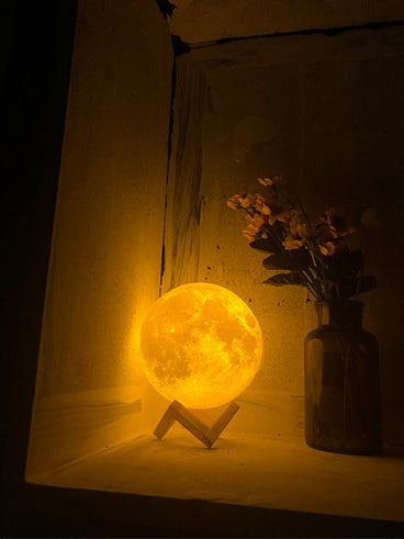 Xpopart Personalized 3d Photo printed Lunar night Moon Lamp, Custom Photo Lunar Moon Lamp Night Light, Bedside lamp