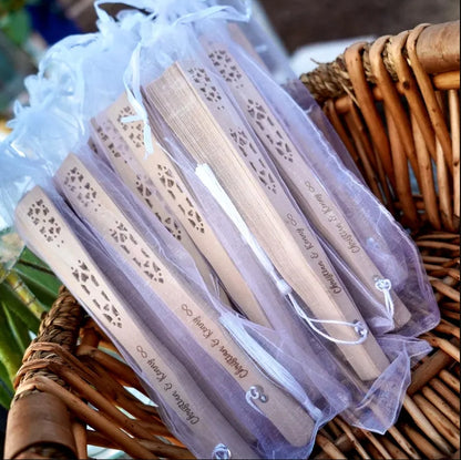 XpopArtCraft Personalized Engraved Wooden Wedding Hand Fan
