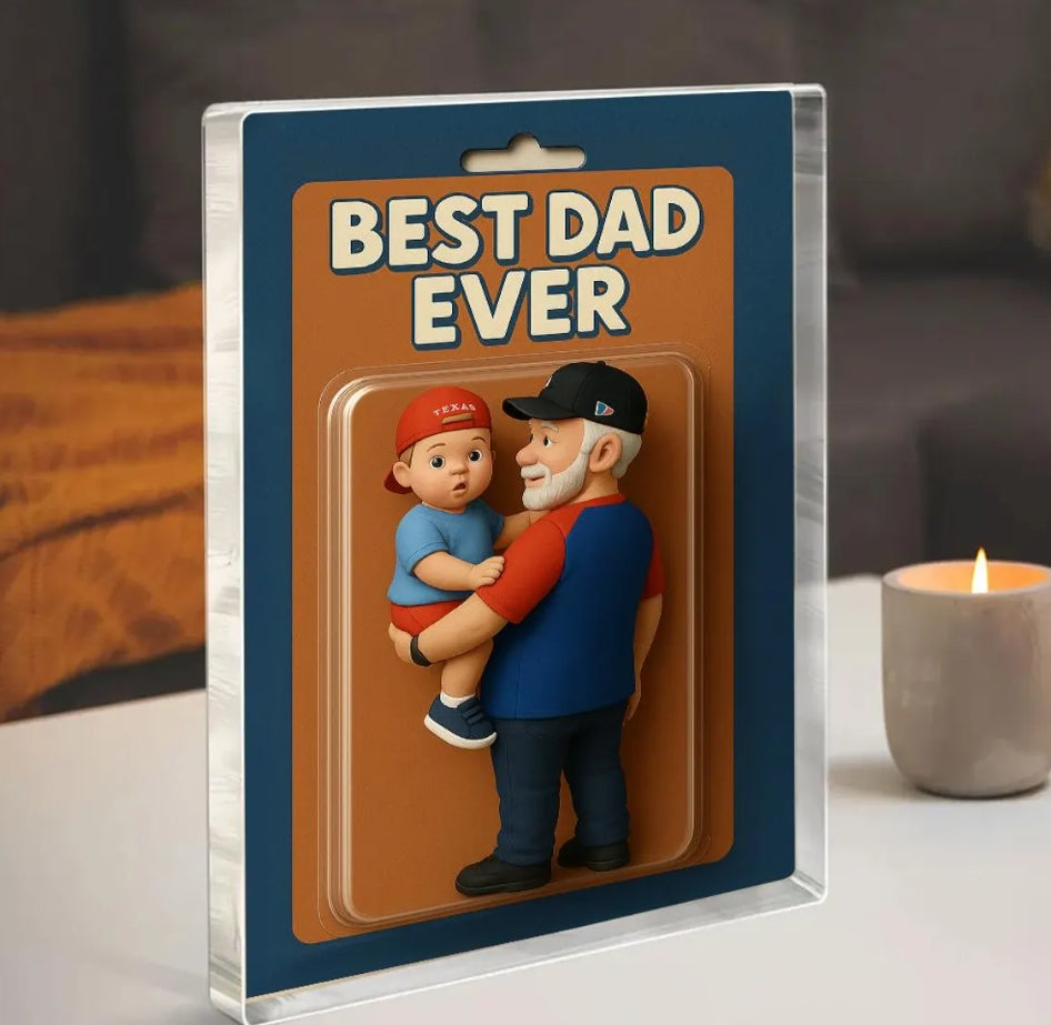 XpopArtCraft Custom Photo Dad And Kids Action Figure Acrylic Block