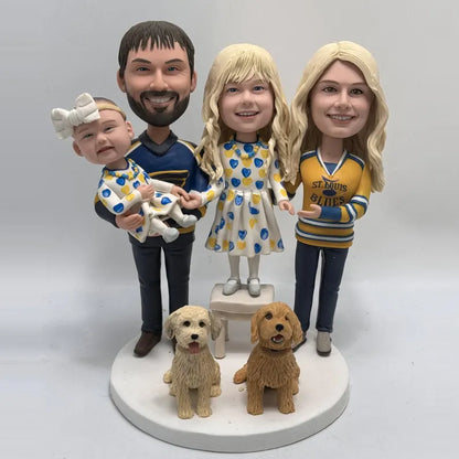 Xpopartcraft Custom 7in double person with a pet bobblehead for couples