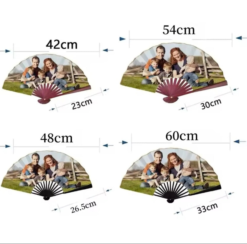 XpopArtCraft CUSTOM TEXT/PHOTO Hand Folding Fan-Black fan rib