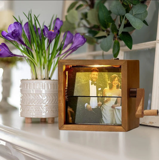 XpopArtCraft Custom Hand-Cranked Photo Memory Animation Box with Light