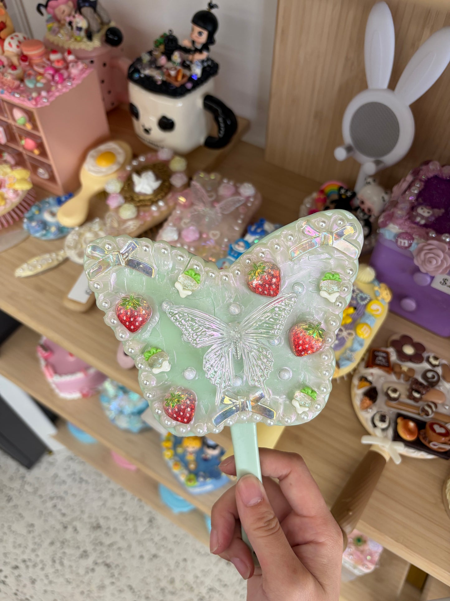 Decoden cream glue stand mirror craft at XPOP Art Craft Lisle IL