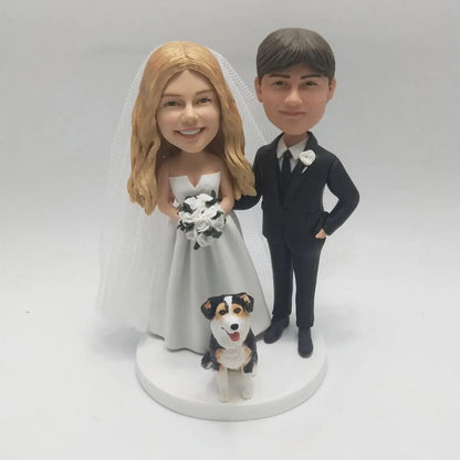 Xpopartcraft Custom 7in double person with a pet bobblehead for couples