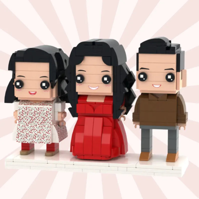 Xpopartcraft Custom Brick Figures Three People from Family Photo