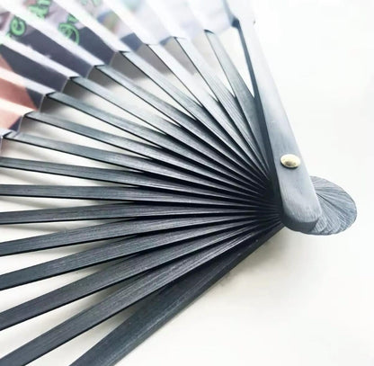 XpopArtCraft CUSTOM TEXT/PHOTO Hand Folding Fan-Black fan rib