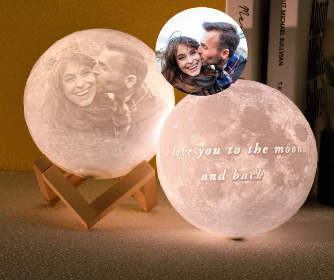 Xpopart Personalized 3d Photo printed Lunar night Moon Lamp, Custom Photo Lunar Moon Lamp Night Light, Bedside lamp