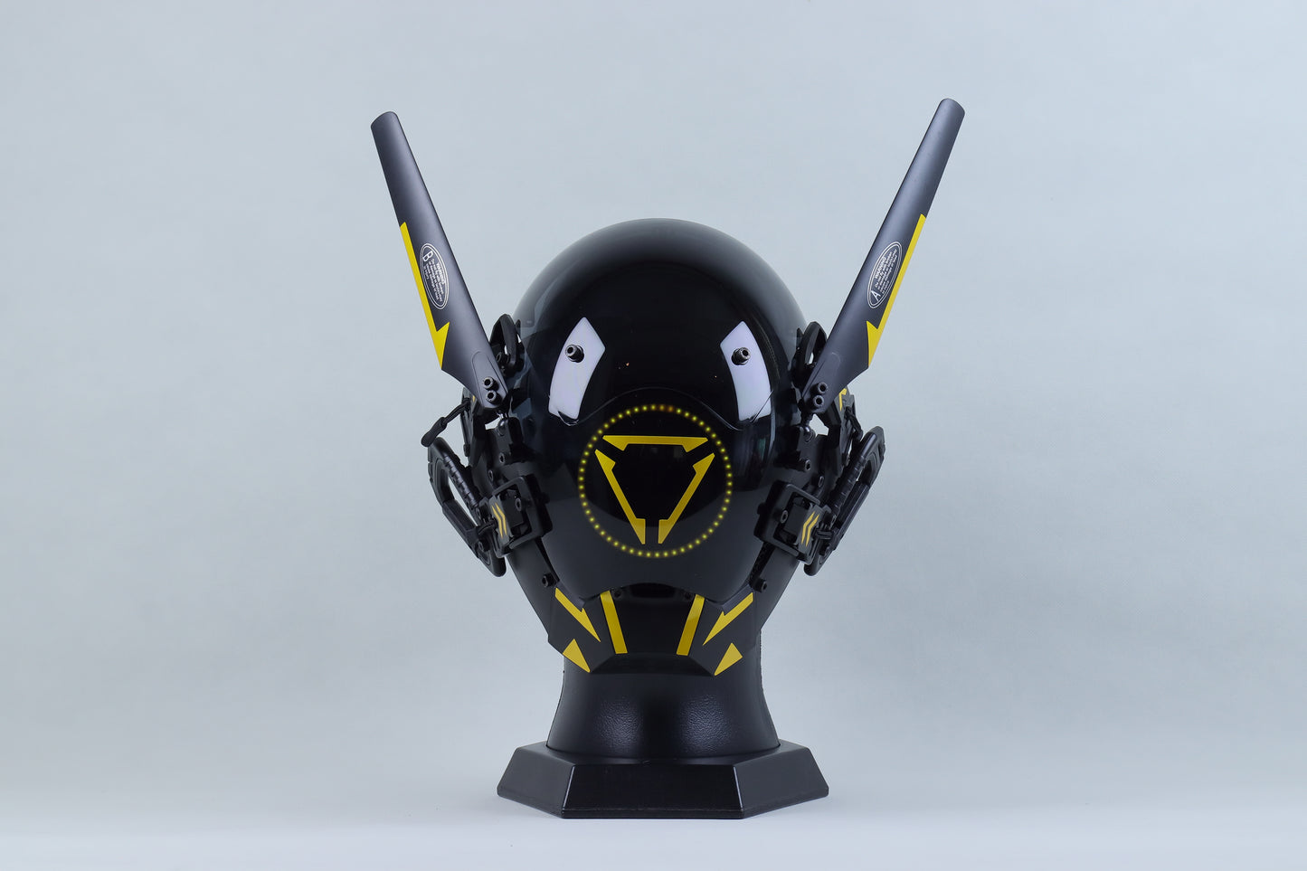 XpopArtCraft Custom Yellow Glowing Cyberpunk Samurai Mask with Wing