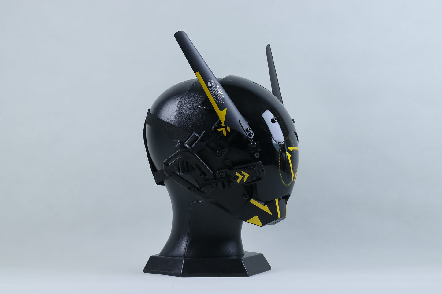 XpopArtCraft Custom Yellow Glowing Cyberpunk Samurai Mask with Wing