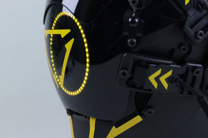XpopArtCraft Custom Yellow Glowing Cyberpunk Samurai Mask with Wing
