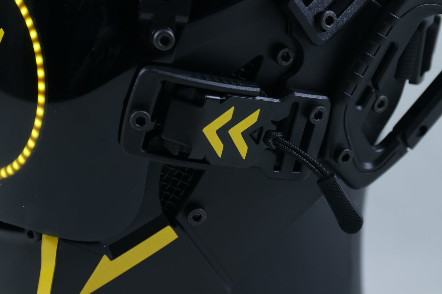 XpopArtCraft Custom Yellow Glowing Cyberpunk Samurai Mask with Wing
