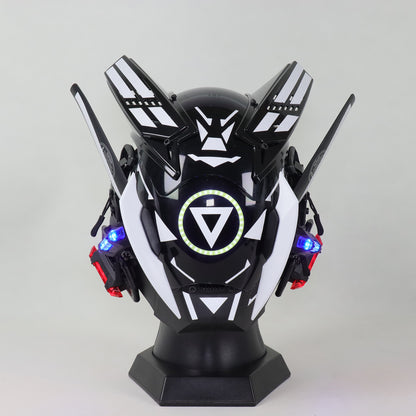 XpopArtCraft Custom White Full Face Glowing Cyberpunk Mask