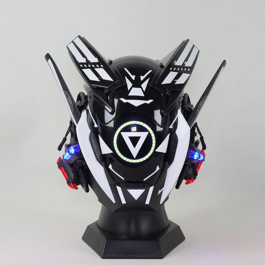 XpopArtCraft Custom White Full Face Glowing Cyberpunk Mask